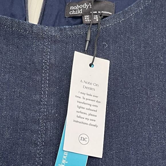 Nobody's Child Denim Midi Dress Size 8 Dark Wash Organic Cotton Blend NWT - Picture 3 of 8